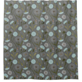 Cortina De Ducha Dandelion Flowers Gray Blue