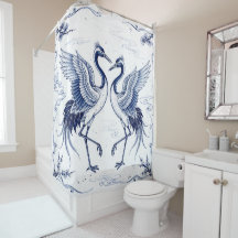 Danza de grullas Estilo Imari japonés azul y blanc