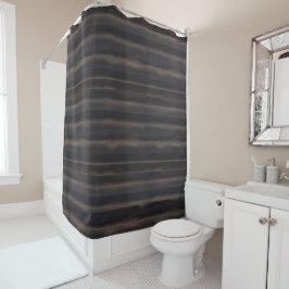 Cortina De Ducha Dark Japandi Madera Carbonizada Minimalista Carbón