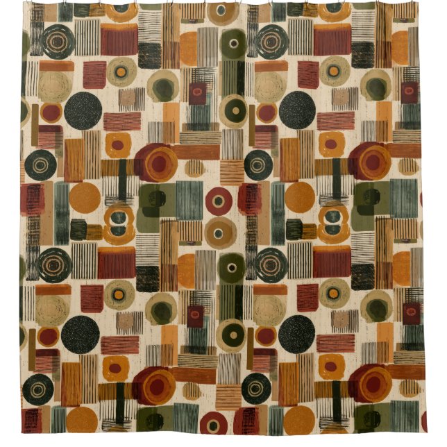 Cortina De Ducha Dark Mid Century Geometric Pattern (2) (Anverso)