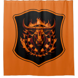 Cortina De Ducha Dartboard Wappen mit Stierkopf und Flammen Darts