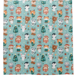 Cortina de ducha de animales adorables