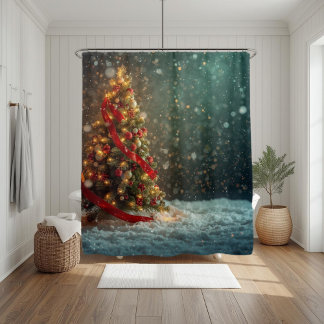 Cortina de ducha de árbol de Navidad elegante