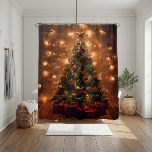 Cortina de ducha de árbol de Navidad rústico (Subido por el creador)