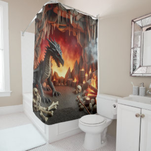 Cortina de ducha de arte cavernoso de Dragon