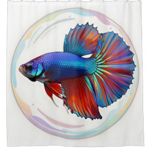 Cortina de ducha de arte de pez Betta – Corriente 
