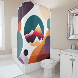 Cortina de ducha de arte moderno de mediados del s