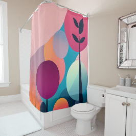 Cortina de ducha de arte moderno de mediados del s