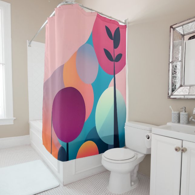 Cortina de ducha de arte moderno de mediados del s (In situ)