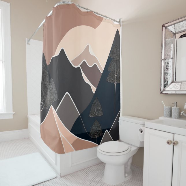 Cortina de ducha de arte moderno de mediados del s (In situ)