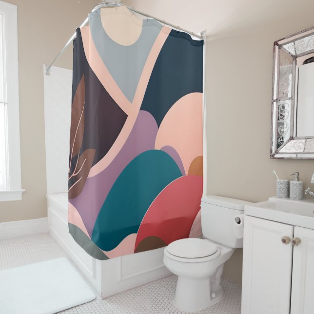 Cortina de ducha de arte moderno de mediados del s (In situ)