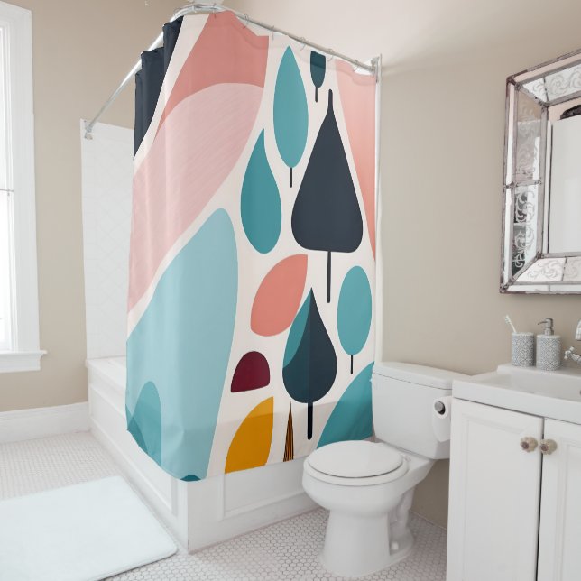 Cortina de ducha de arte moderno de mediados del s (In situ)