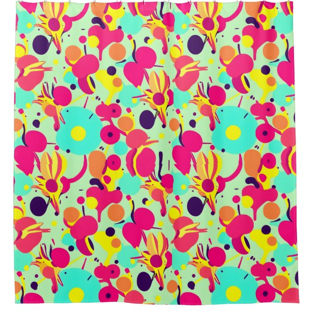 Cortina de ducha de arte pop funky (Anverso)