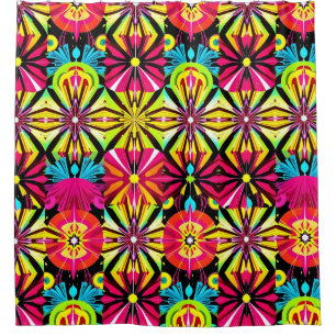 Cortina de ducha de arte pop intenso - colores aud