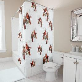 Cortina de ducha de aves cardinales