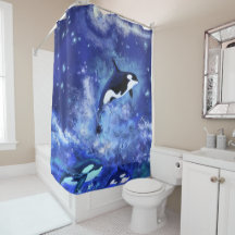 Cortina de ducha de ballena asesina