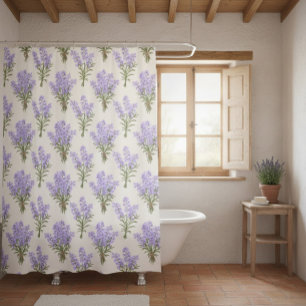 Cortina de ducha de bollos de lavanda de Provenza