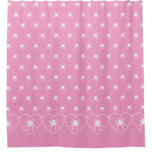 Cortina de ducha de borde de corazón rosado (Anverso)