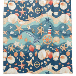 Cortina de ducha de brisa tropical oceánica