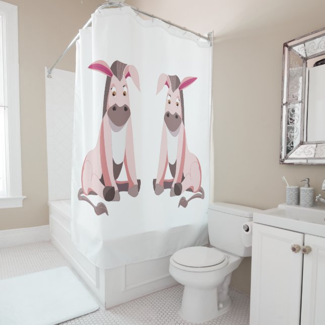 Cortina de ducha de burro rosa - Personalizable (In situ)
