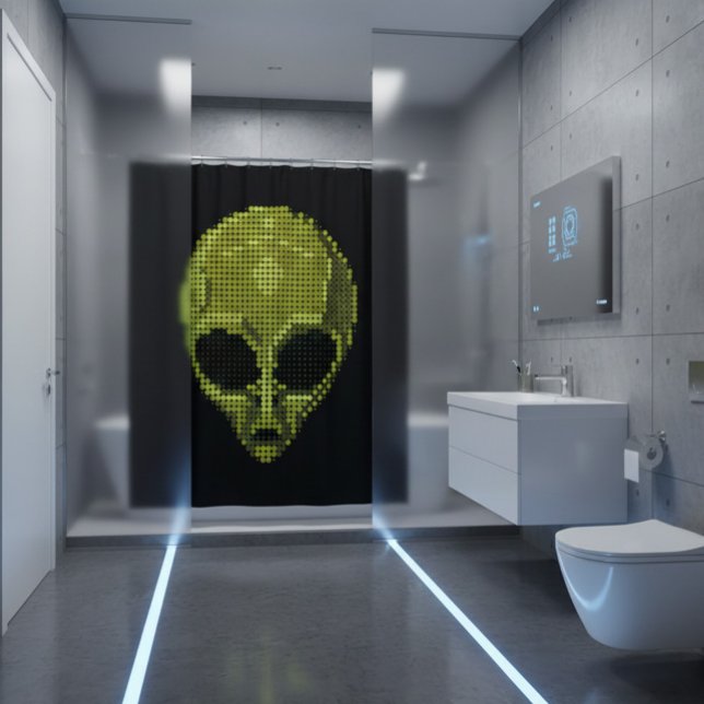 Cortina de ducha de cabeza de alienígena verde (Subido por el creador)