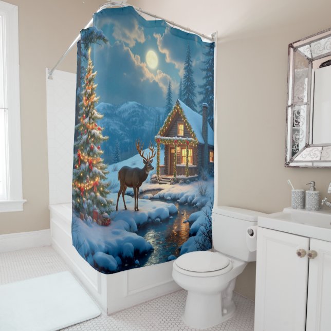 Cortina de ducha de cabina para navidades (In situ)