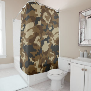 Cortina de ducha de camo marrón