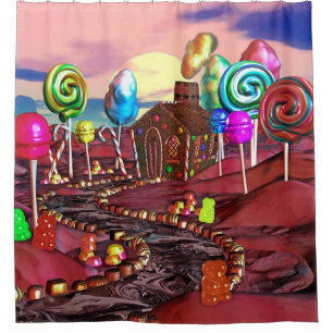 Cortina de ducha de Candyland del chocolate