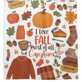 Cortina de ducha de capibara de caída vintage