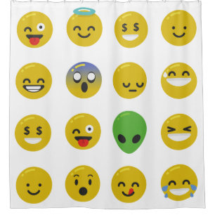 cortina de ducha de cara feliz de emoji