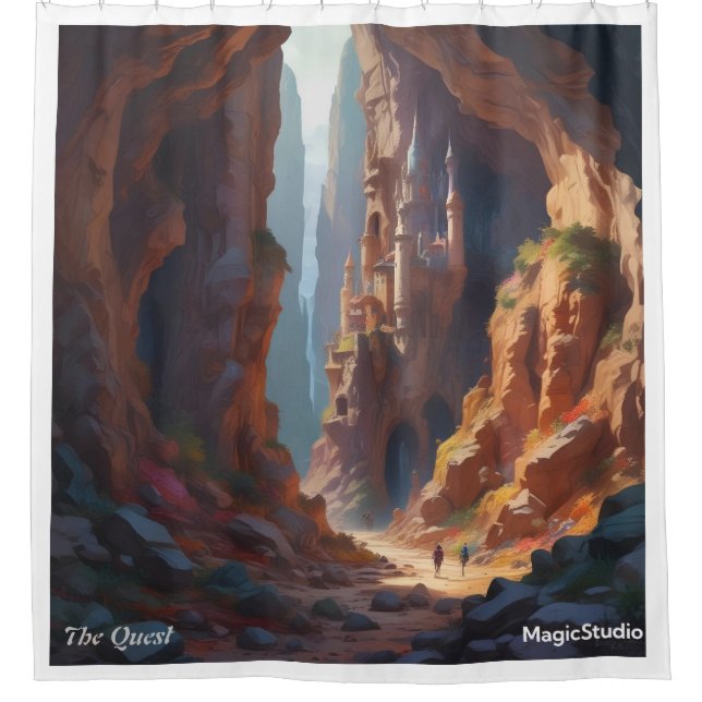 Cortina de ducha de castillo cavernícola de AI (Anverso)