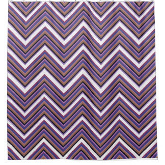Cortina de ducha de Chevron púrpura y coral – Zig 