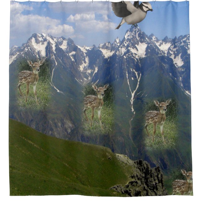 Cortina de ducha de ciervos para niños (Anverso)