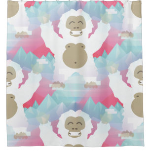 cortina de ducha de color rosa yeti