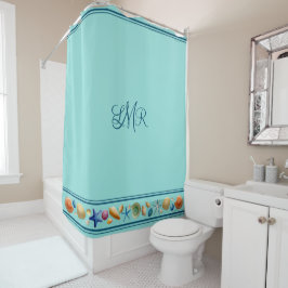 Cortina de ducha de conchas y tiras