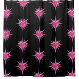 Cortina de ducha de corazones de alambre rosa con