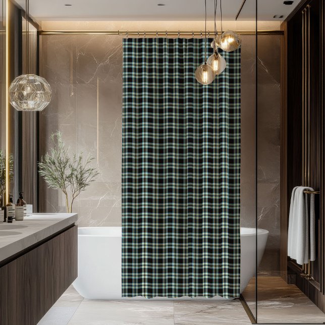 Cortina de ducha de cuadros azules clásicos para h (Classic Blue Plaid Shower Curtain for the Modern Man)