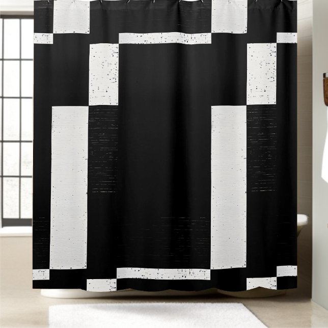 Cortina de ducha de cuadros negros y blancos estil (Subido por el creador)