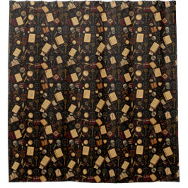 Cortina de ducha de Dark Academia: elegancia vinta
