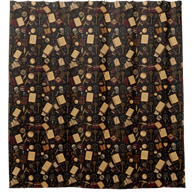 Cortina de ducha de Dark Academia: elegancia vinta (Anverso)