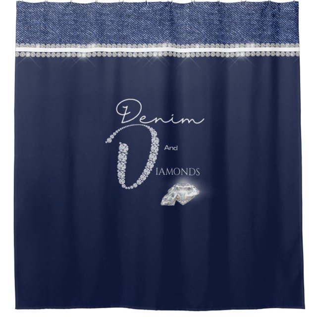 Cortina de ducha de denim y diamantes (Anverso)
