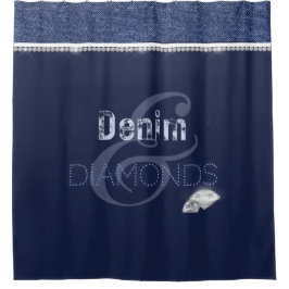Cortina de ducha de denim y diamantes