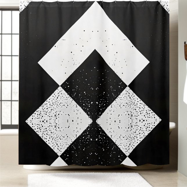 Cortina de ducha de diamante blanco y negro (Subido por el creador)
