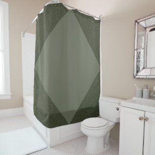 Cortina de ducha de diamante verde musgo geométric