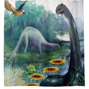 Cortina de ducha de dinosaurios para niños