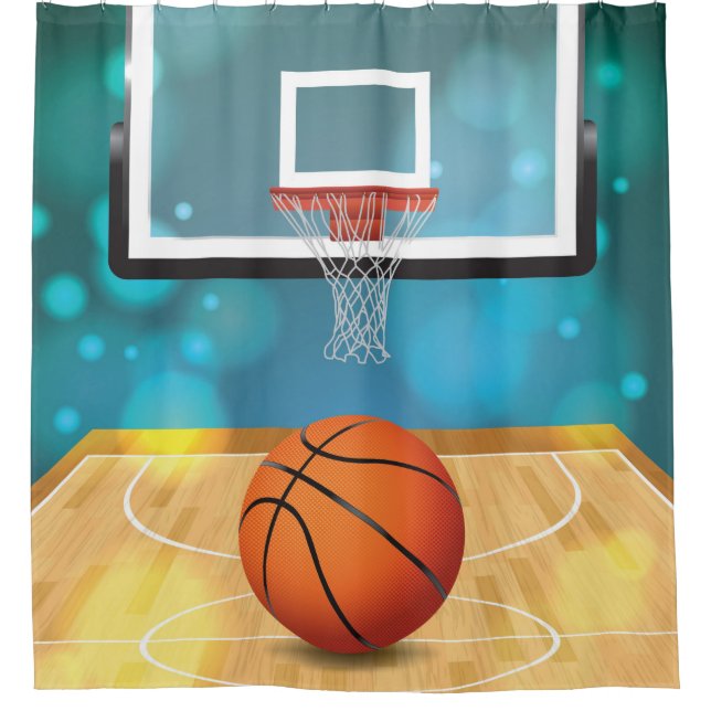 Cortina de ducha de diseño de baloncesto (Anverso)