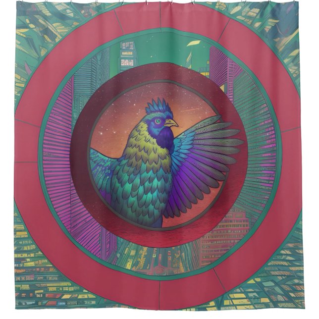 Cortina de ducha de diseño de círculo de pollo (Anverso)