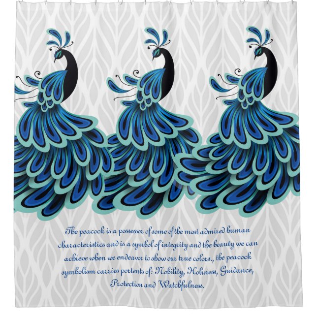 Cortina de ducha de diseño de pavo real/plata (Anverso)