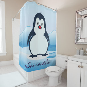 Cortina de ducha de diseño de pingüino pequeño
