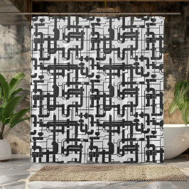 Cortina de ducha de diseño industrial en blanco y 